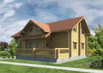 Проект деревянного дома Катрин вид сбоку